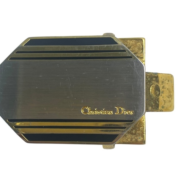 CHRISTIAN DIOR Vtg Women’s Reversible Adjustable Belt Gold Silver Buckle Size 34 - Picture 12 of 14
